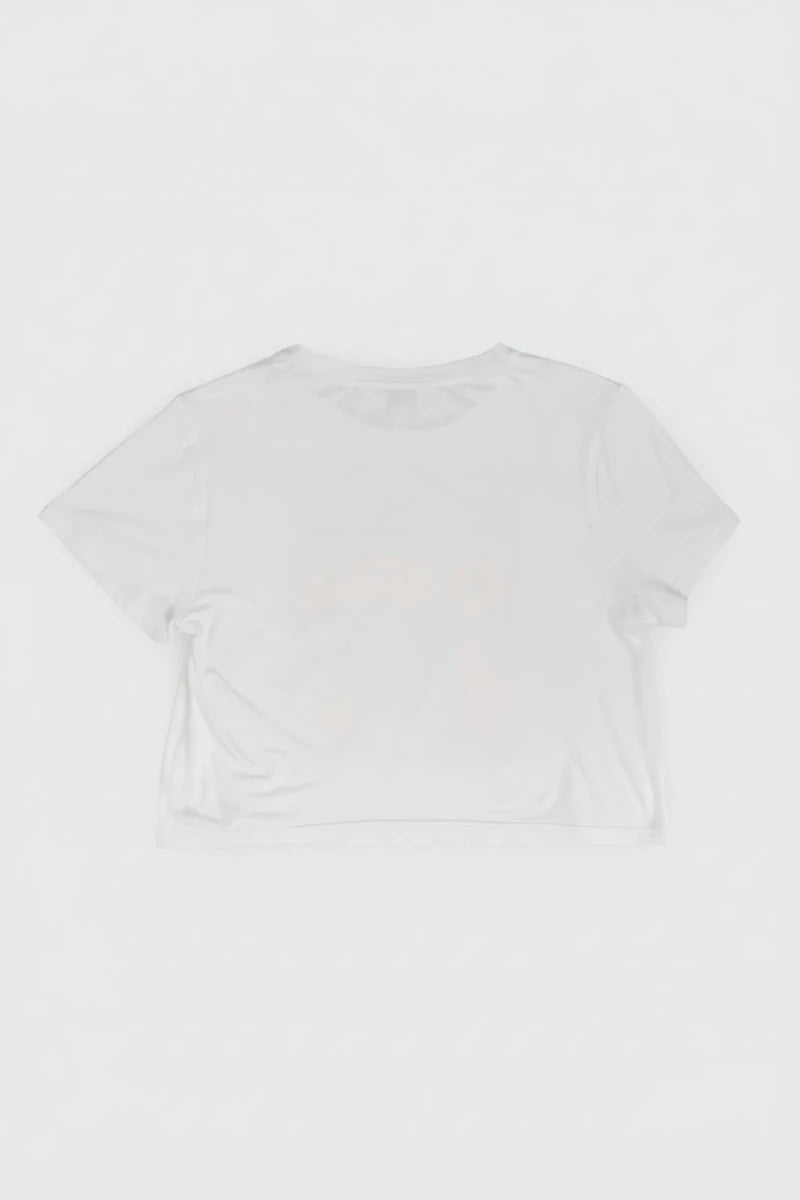 Shop Unique Vintage The Smurfs x Unique Vintage White Cropped Graphic Tee Top for women – premium loungewear and festival fashion at Spoiled Brat