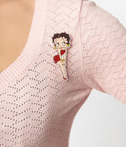 Unique Vintage Betty Boop x Unique Vintage Light Pink Sweetheart Cardigan - Spoiled Brat