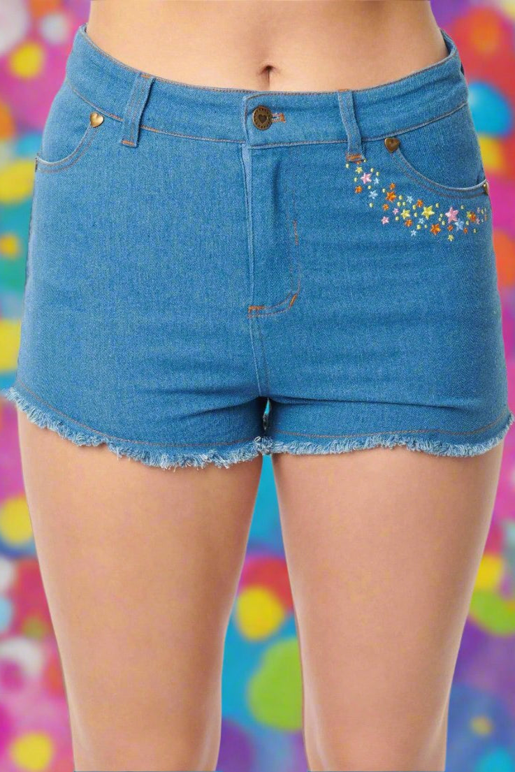 Care Bears x Unique Vintage Funshine Denim Shorts Shorts by Unique Vintage as seen on celebrities