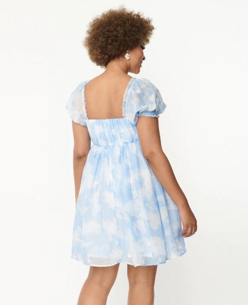 Shop Unique Vintage Cloud Print Belle Babydoll Dress - Premium Dress from Unique Vintage Online now at Spoiled Brat 