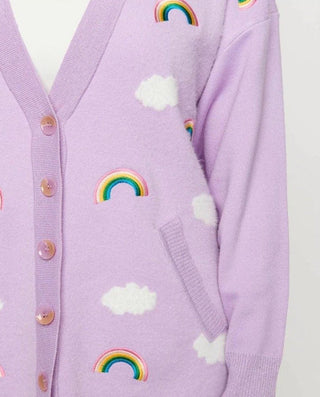 Shop Unique Vintage Purple & Rainbows Aspen Cardigan - Premium Cardigan from Unique Vintage Online now at Spoiled Brat 