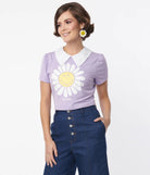Shop Unique Vintage Unique Vintage x Smiley® Purple Flower Tee Top Top for women – premium loungewear and festival fashion at Spoiled Brat