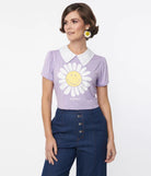 Shop Unique Vintage Unique Vintage x Smiley® Purple Flower Tee Top Top for women – premium loungewear and festival fashion at Spoiled Brat