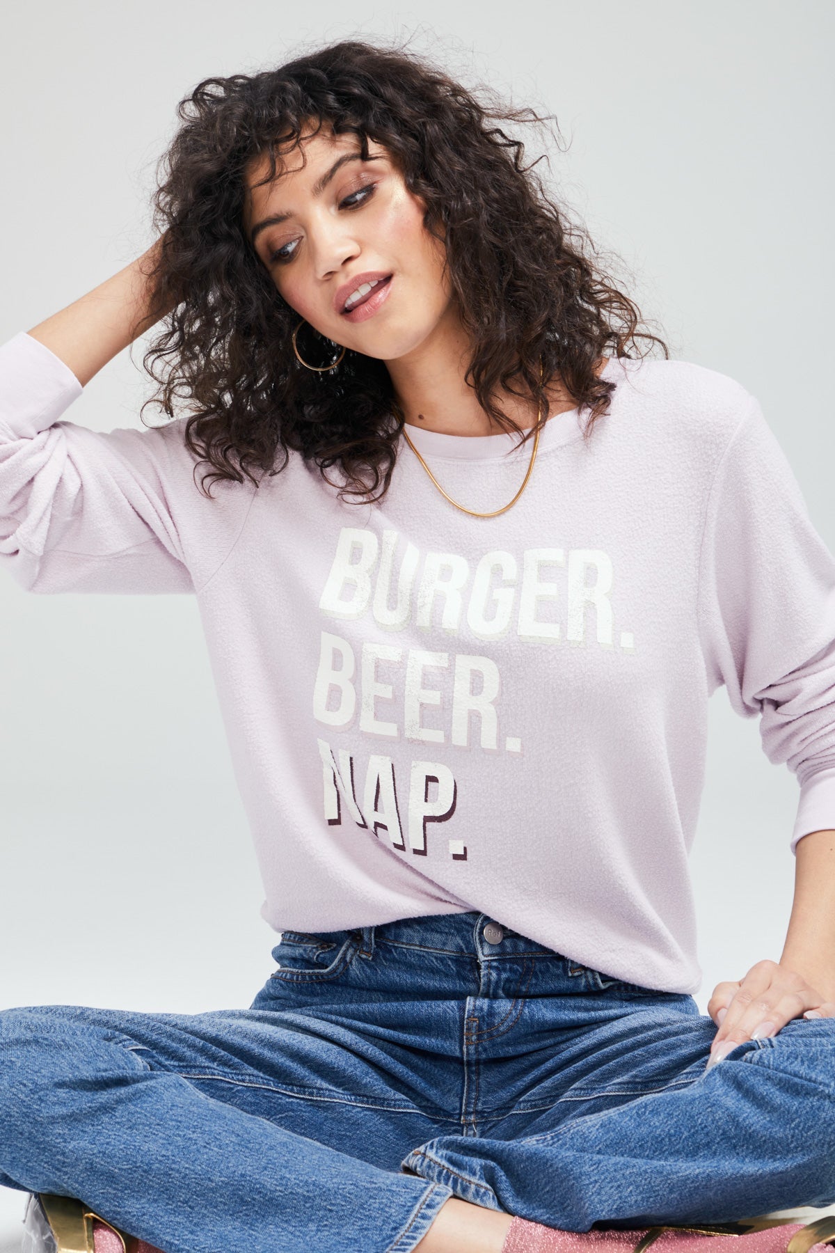 Shop Wildfox Wildfox Burger Beer Nap Baggy Beach Jumper online at Spoiled Brat