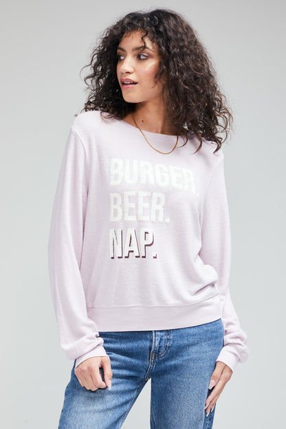 Shop Wildfox Burger Beer Nap Baggy Beach Jumper - Premium Sweatshirt from Wildfox Online now at Spoiled Brat 