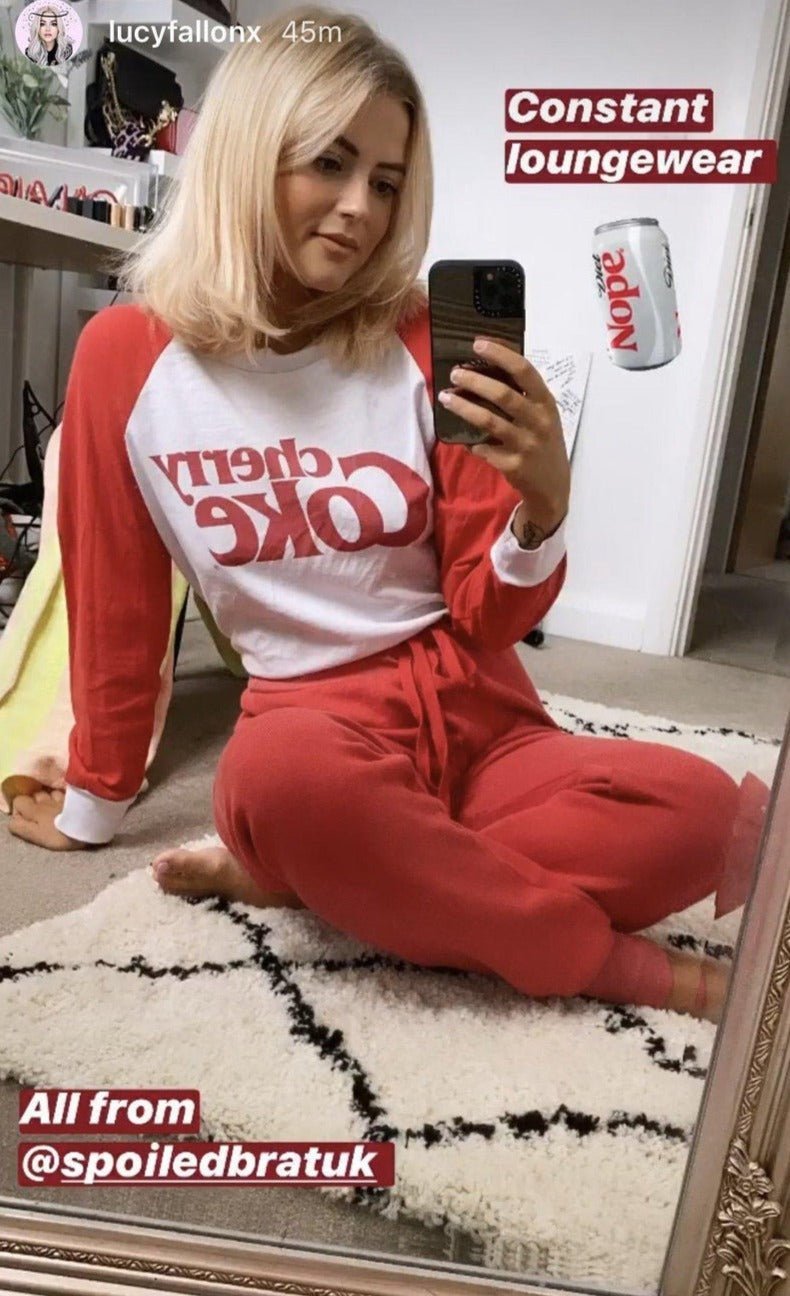 Shop Wildfox Fluttering Hearts Jack Jogger as seen on Lucy Fallon - Premium Sweatpants from Wildfox Online now at Spoiled Brat 