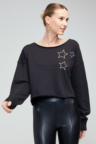Shop Wildfox Stitched Stars Moshpit Pullover - Premium Sweatshirt from Wildfox Online now at Spoiled Brat 