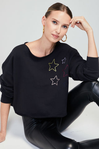 Shop Wildfox Stitched Stars Moshpit Pullover - Premium Sweatshirt from Wildfox Online now at Spoiled Brat 