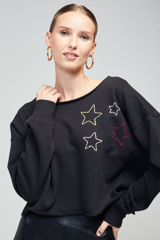 Shop Wildfox Stitched Stars Moshpit Pullover - Spoiled Brat  Online