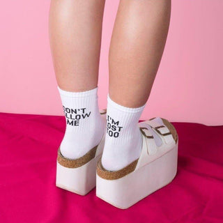 Shop Yeah Bunny! Dont Follow Me Slogan Socks - Premium Socks from Yeah Bunny Online now at Spoiled Brat 