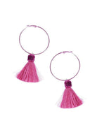 Shop Suzywan DELUXE Suzywan DELUXE Fuchsia Tassel Hoop Earrings Earrings for women – premium loungewear and festival fashion at Spoiled Brat