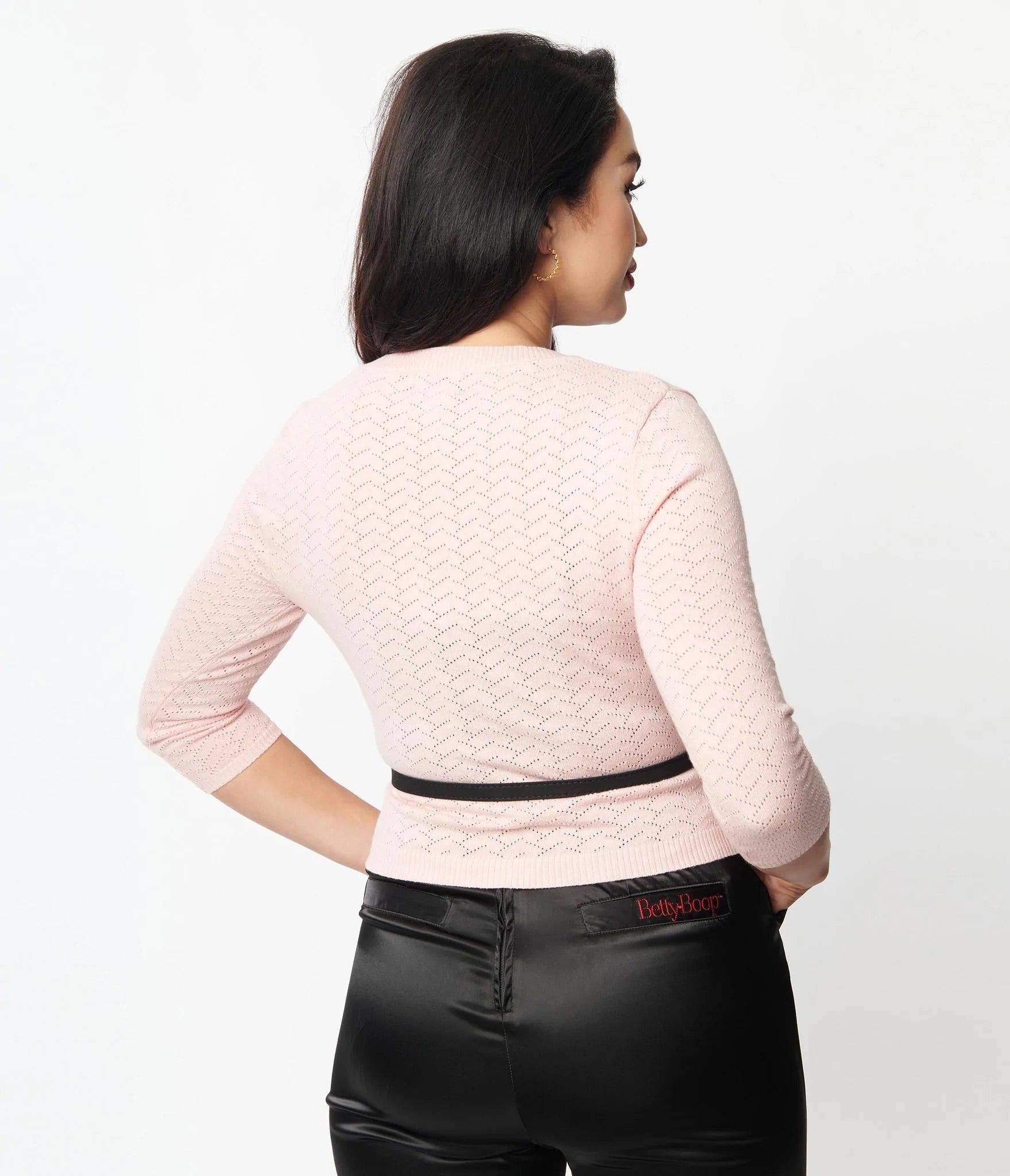 Shop Unique Vintage Unique Vintage Betty Boop x Unique Vintage Light Pink Sweetheart Cardigan Cardigan for women – premium loungewear and festival fashion at Spoiled Brat